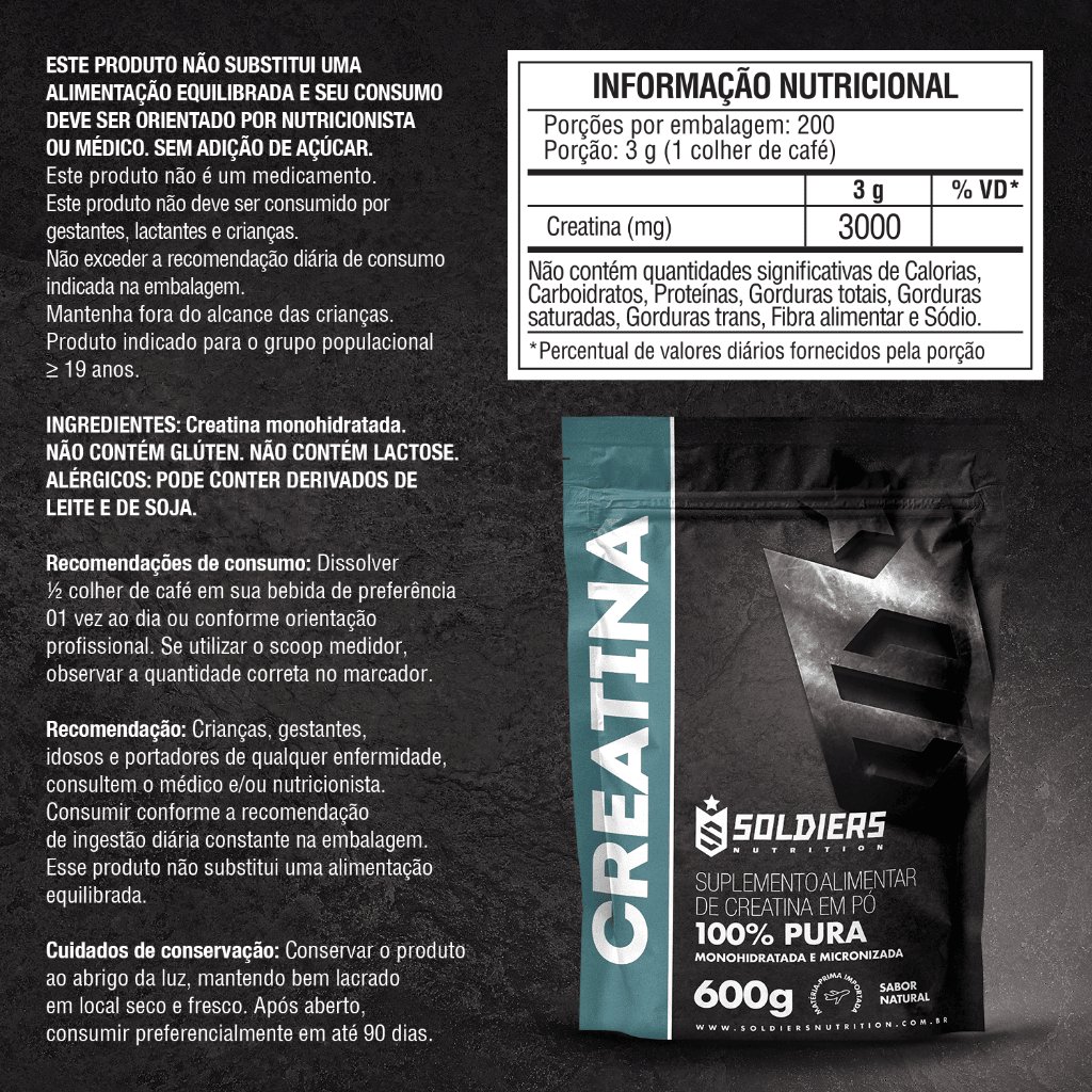 Informação nutricional da creatina
